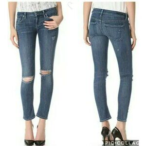 Citizens of Humanity Racer Low Rise Skinny‎ Jean Size 28 in Poison Distressed